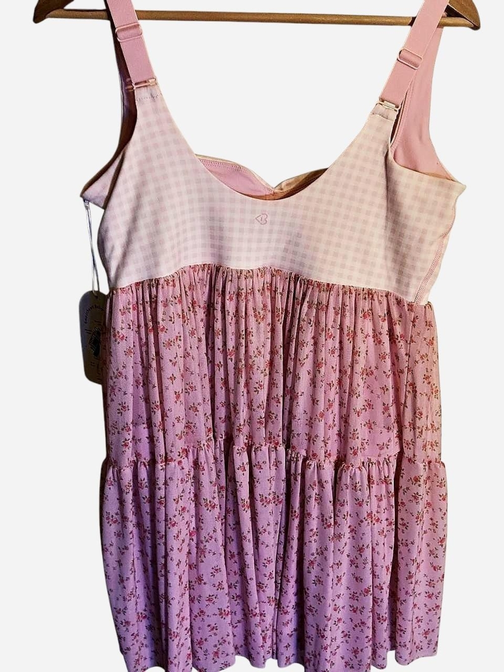 Blogilates [NWT] - Sweetheart Babydoll Dress - Pink Gingham - Sz L - Picture 2 of 5